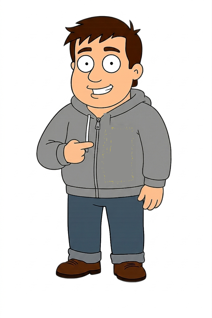 The Doood guy with a 'your logo here' patch on his hoodie